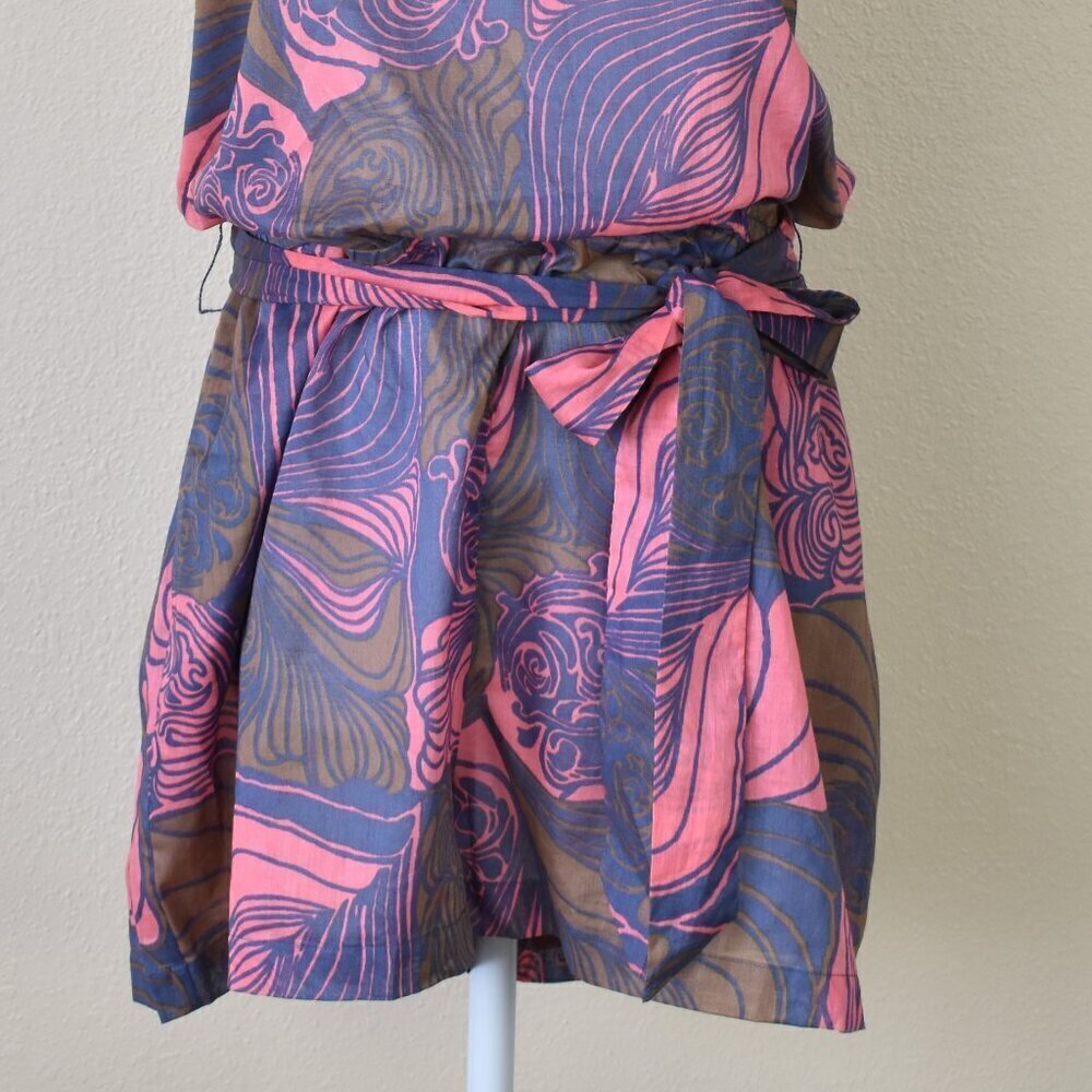 Tibi Strapless Summer Belted Romper Printed - M - Picture 3 of 11